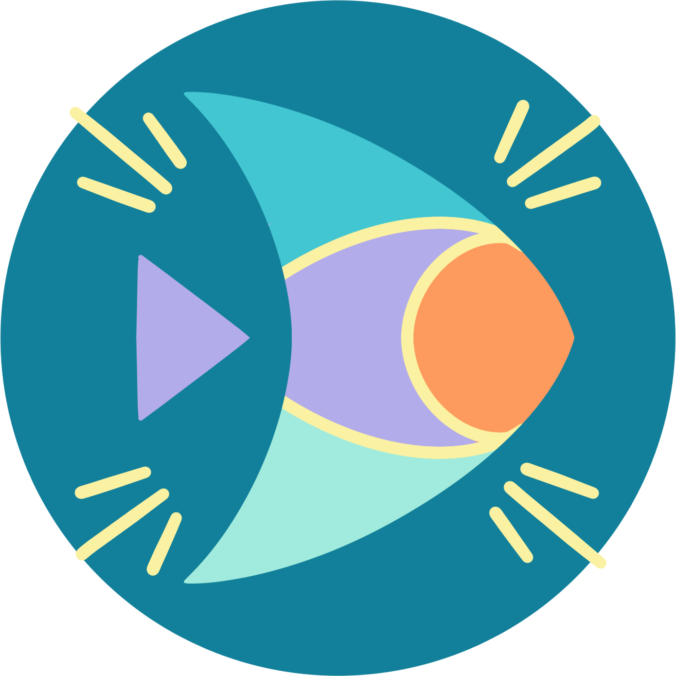 An illustration of various, colorful shapes forming together into the shape of an abstract fish.